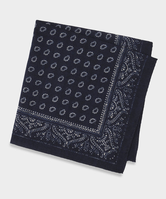 Todd Snyder Italian Paisley Bandana Pocket Square - Navy