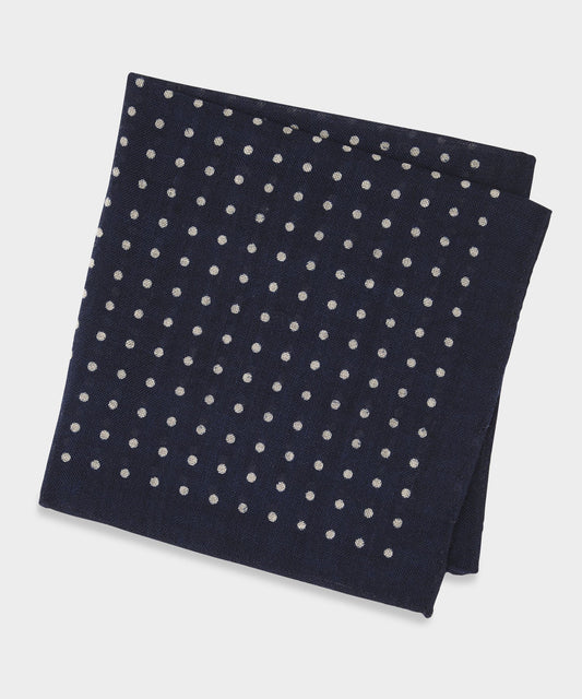 Todd Snyder Italian Polka Dot Pocket Square - Navy