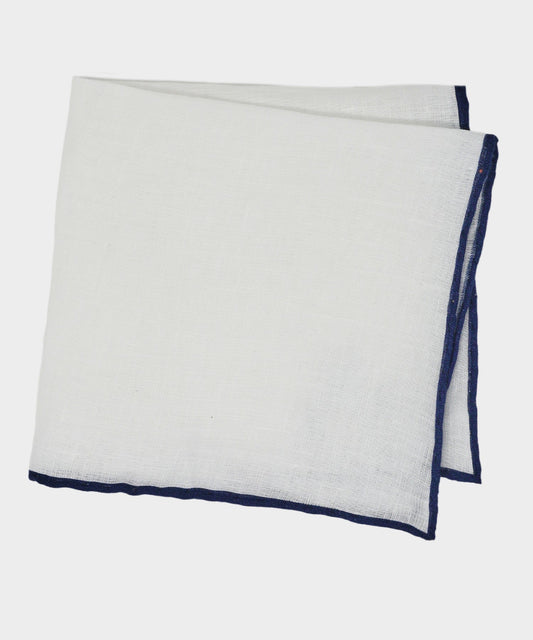Todd Snyder Italian Tipped Linen Pocket Square - Navy