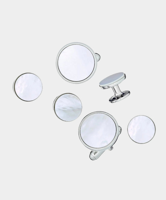Todd Snyder Jan Leslie Link Up Circle Cufflinks and Tuxedo Studs - White