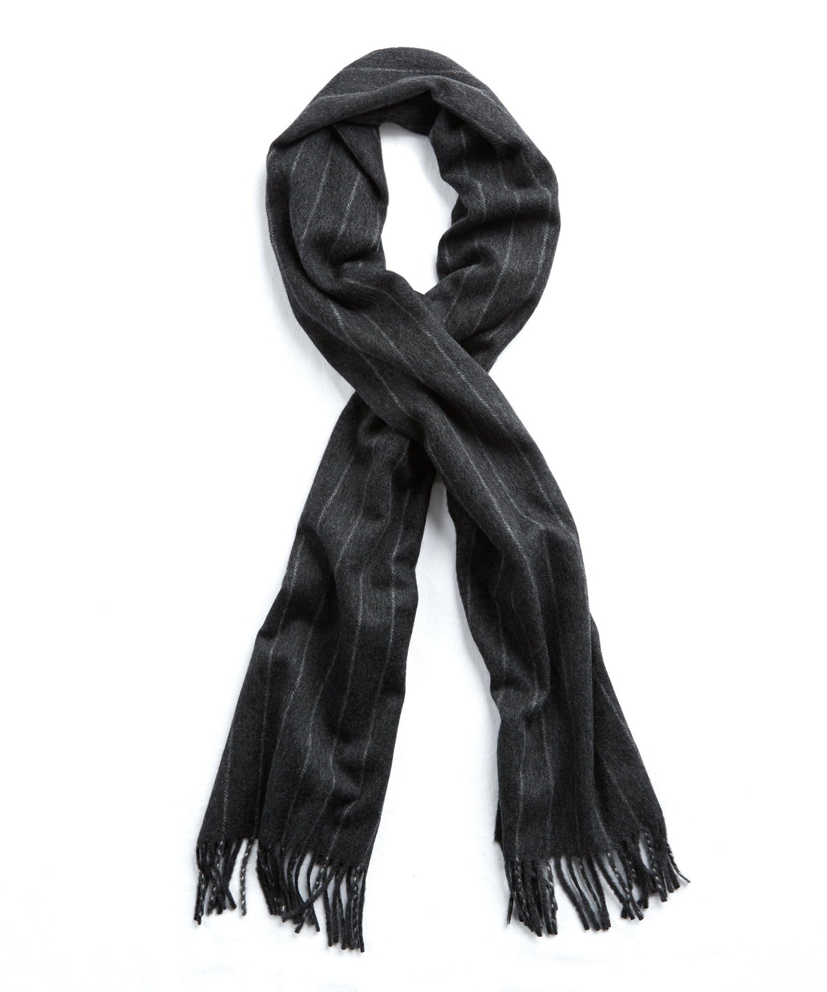 Todd Snyder Joshua Ellis Charcoal Chalkstripe Cashmere Scarf - Charcoal