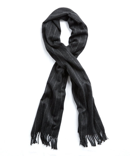 Todd Snyder Joshua Ellis Charcoal Chalkstripe Cashmere Scarf - Charcoal