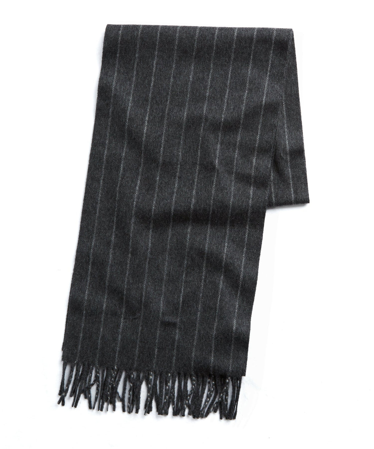 Todd Snyder Joshua Ellis Charcoal Chalkstripe Cashmere Scarf - Charcoal