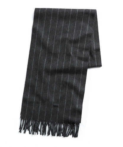 Todd Snyder Joshua Ellis Charcoal Chalkstripe Cashmere Scarf - Charcoal