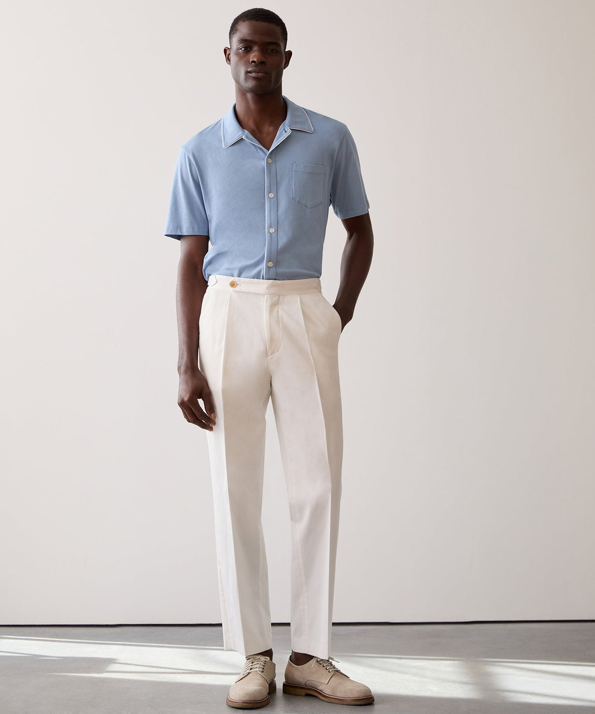 Todd Snyder Lightweight Cotton Side Tab Trouser - White