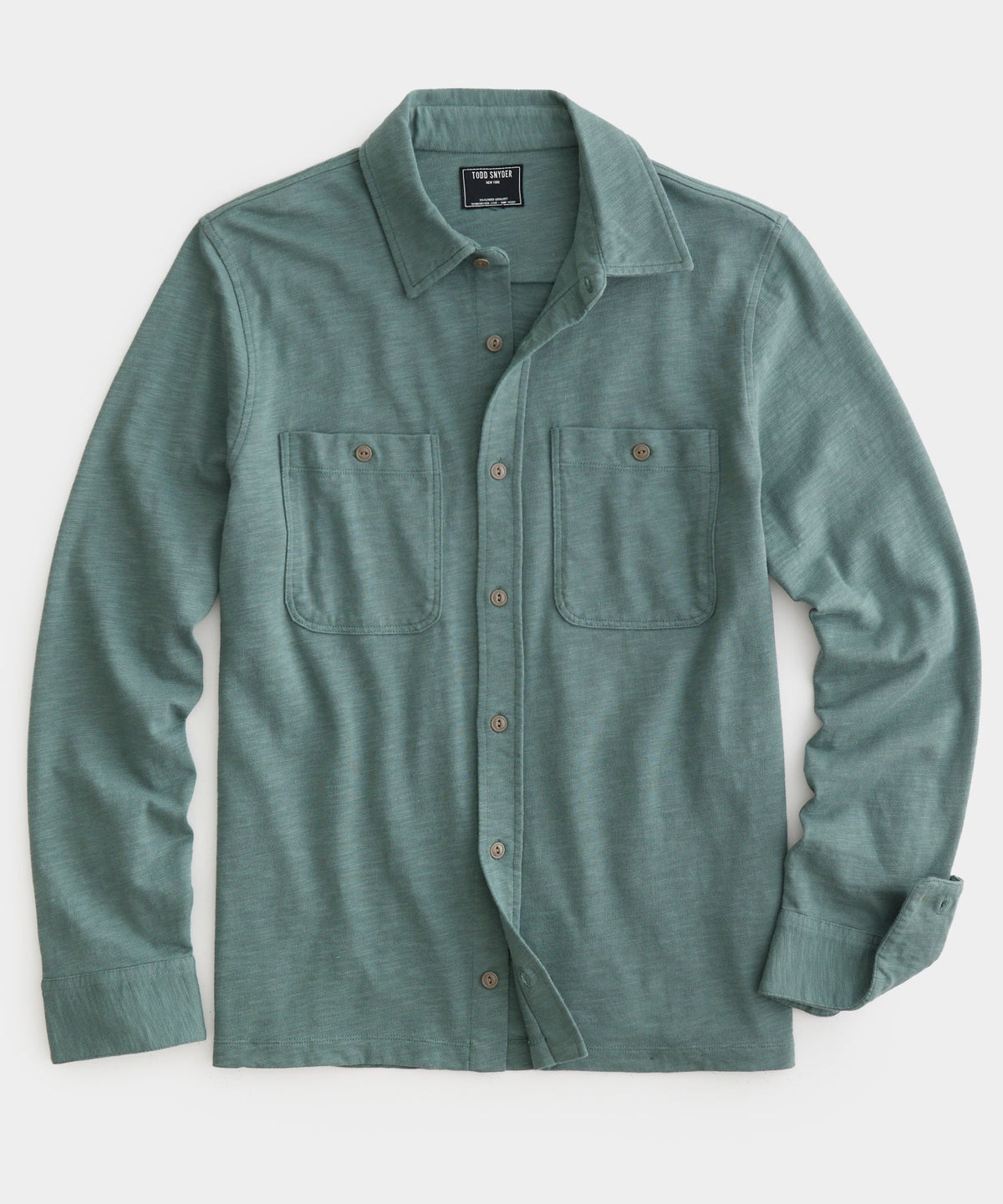Todd Snyder Long-Sleeve Slub Jersey Camp Shirt - Green Pewter