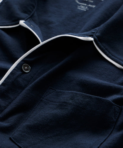 Todd Snyder Made in L.A. Montauk Tipped Full Placket Polo - Navy