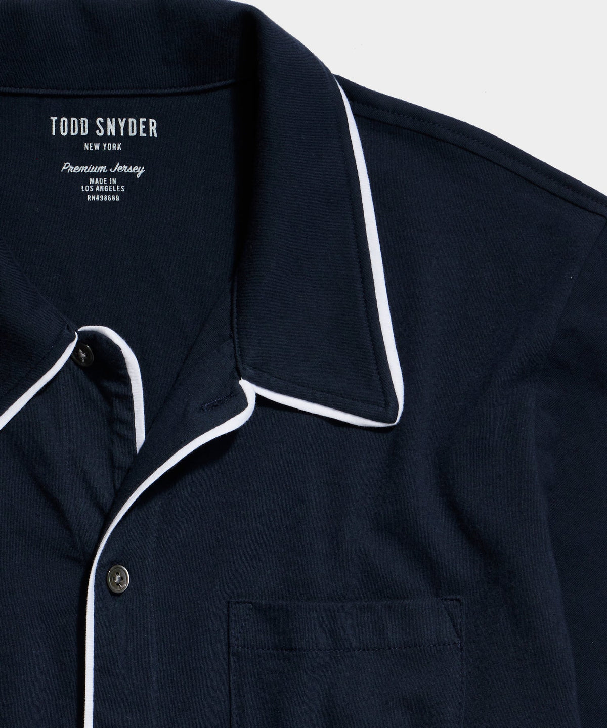 Todd Snyder Made in L.A. Montauk Tipped Full Placket Polo - Navy