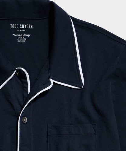 Todd Snyder Made in L.A. Montauk Tipped Full Placket Polo - Navy