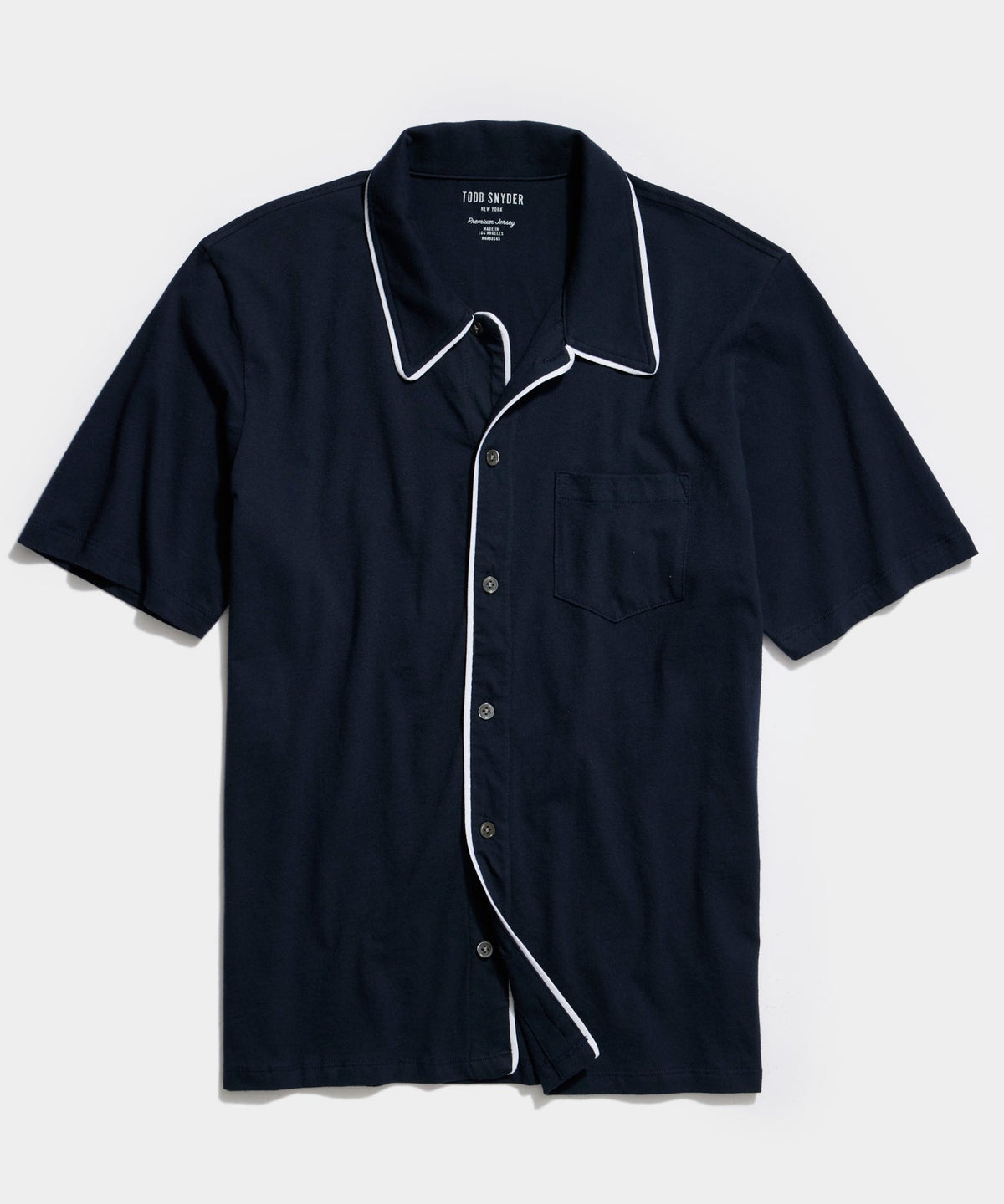 Todd Snyder Made in L.A. Montauk Tipped Full Placket Polo - Navy