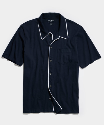 Todd Snyder Made in L.A. Montauk Tipped Full Placket Polo - Navy