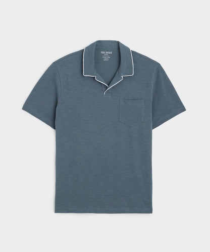 Todd Snyder Made in L.A. Jersey Tipped Montauk Polo - Blue Metal