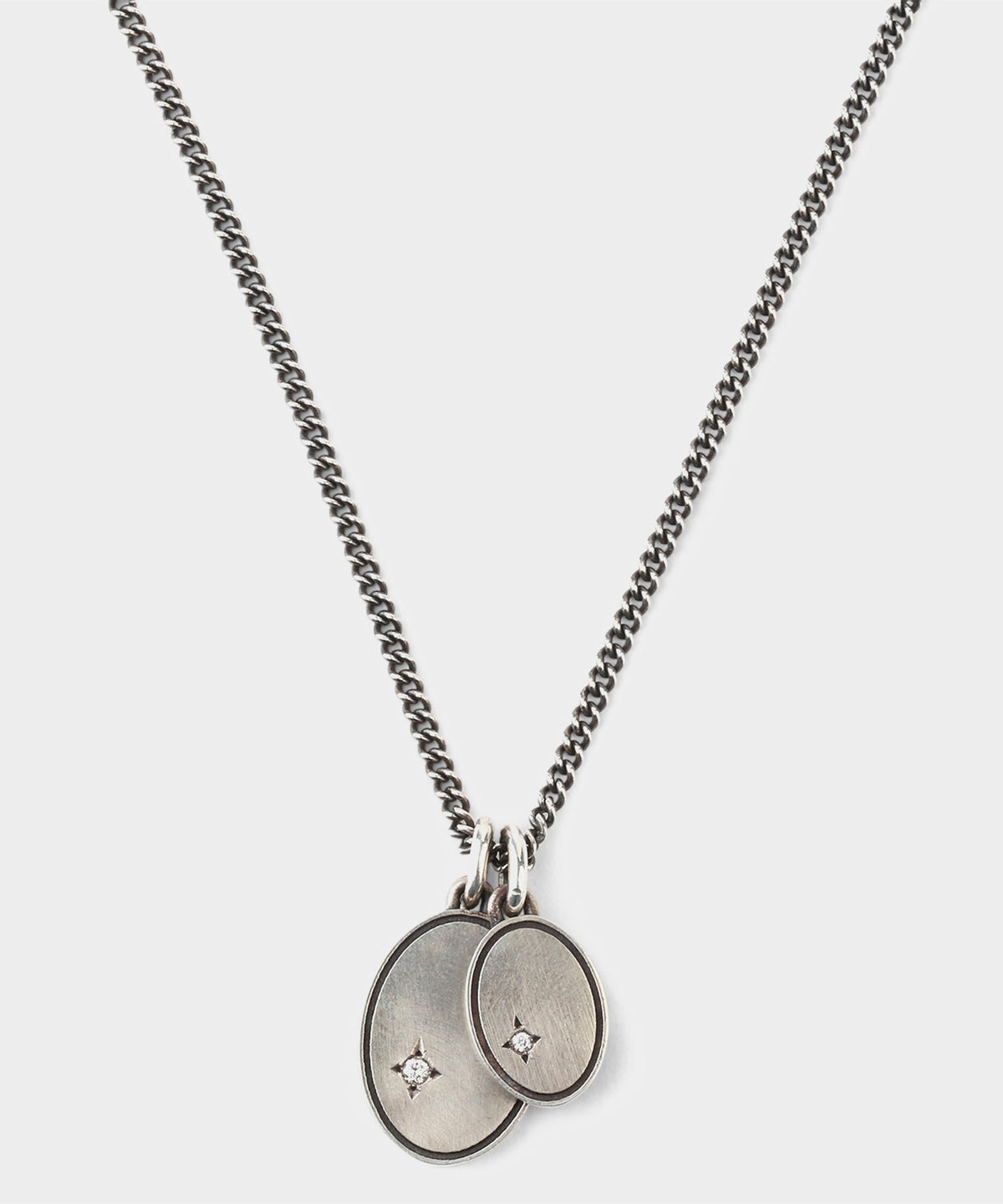 Todd Snyder Maor The Gudo Oval Necklace Silver with White Diamonds - Silver