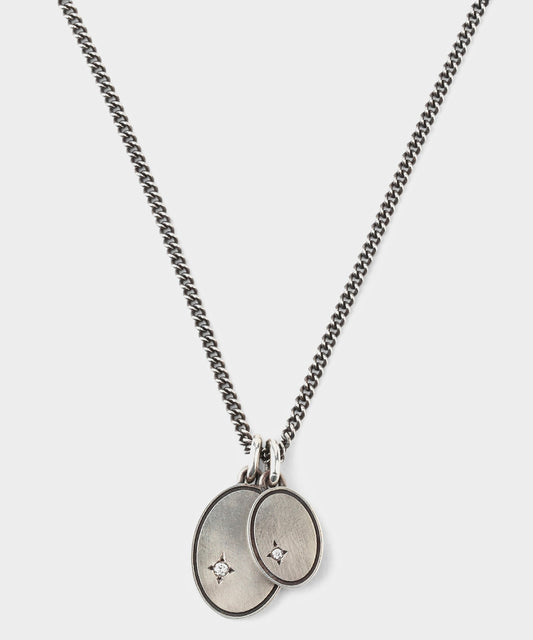 Todd Snyder Maor The Gudo Oval Necklace Silver with White Diamonds - Silver