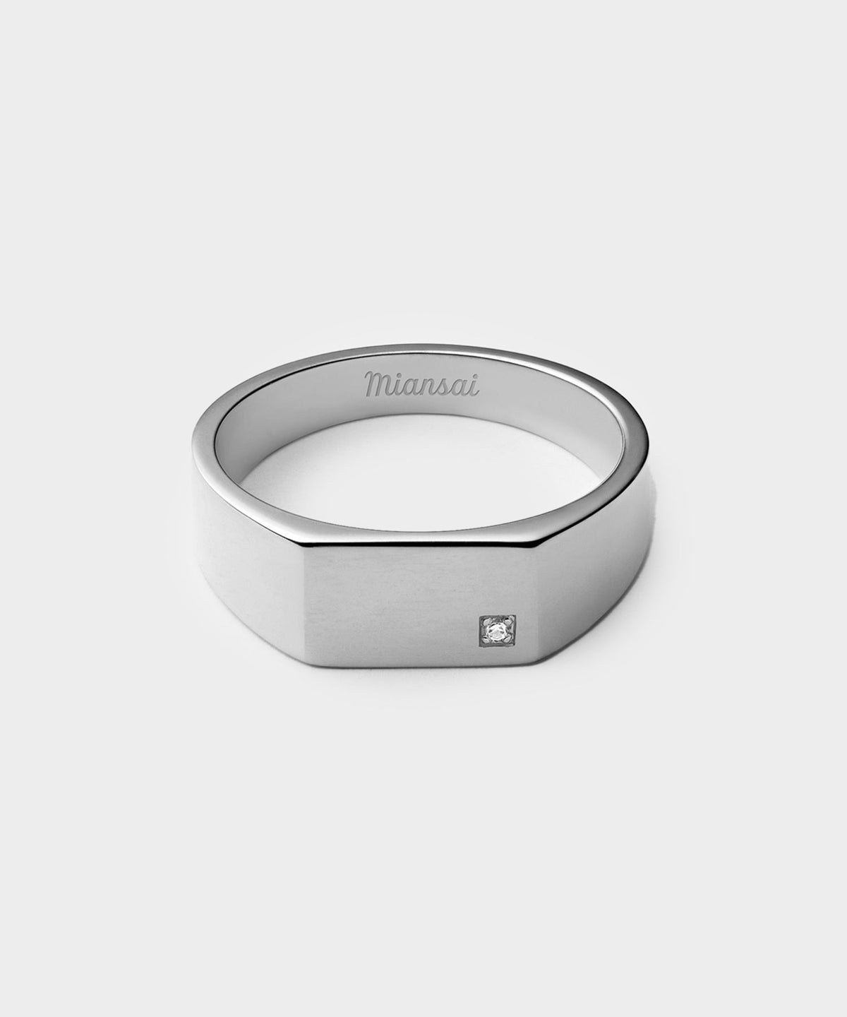 Todd Snyder Miansai Sterling Silver Geo Signet Diamond Ring Diamond - Silver