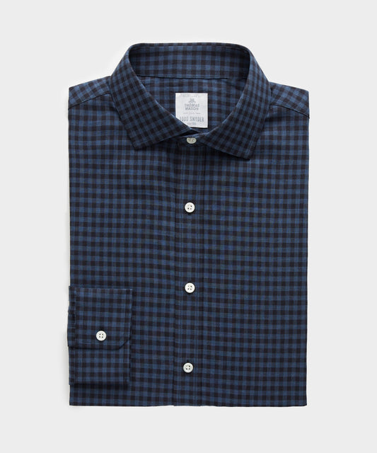 Todd Snyder Slim Fit Flannel Spread Collar Dress Shirt - Navy