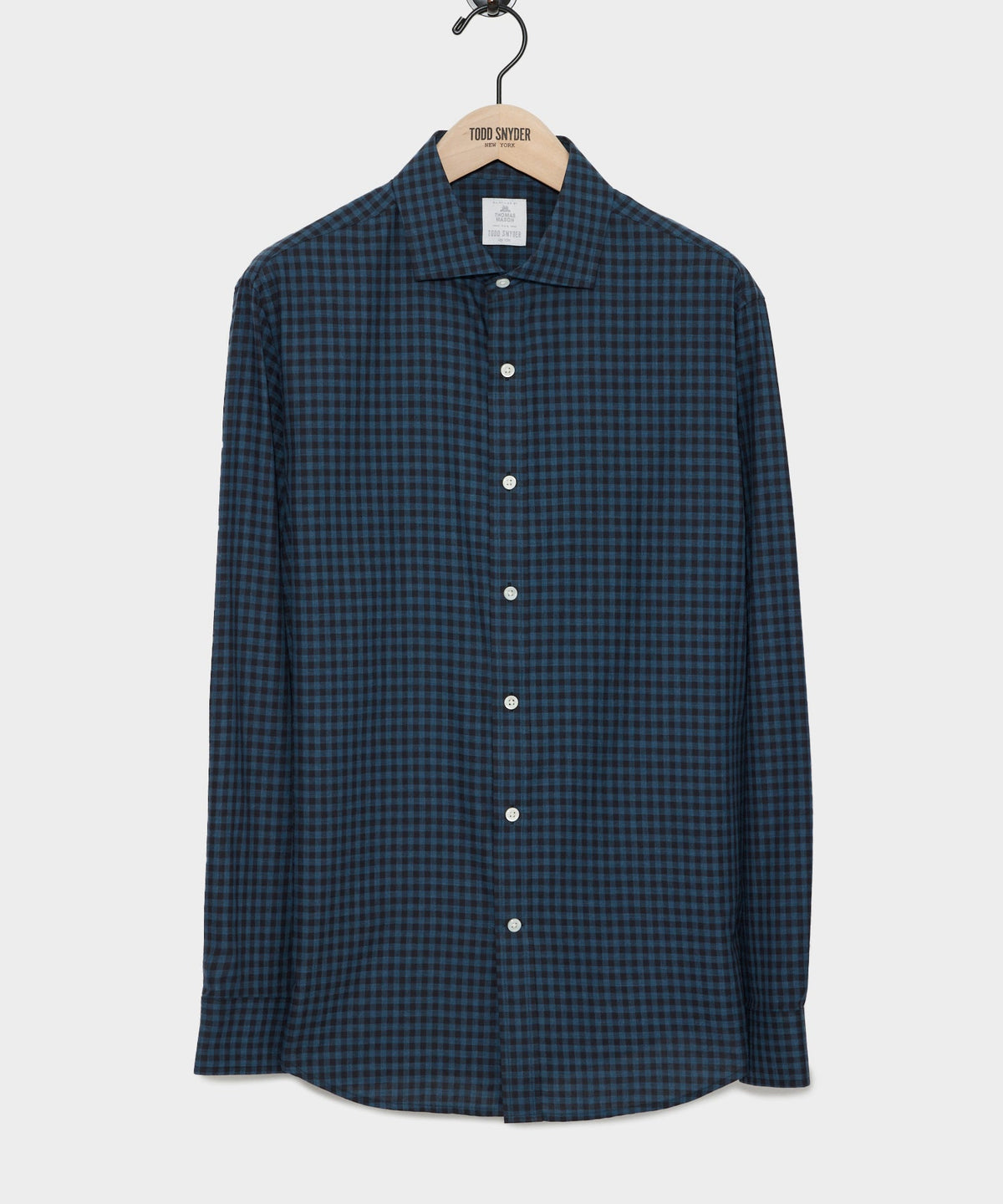 Todd Snyder Slim Fit Flannel Spread Collar Dress Shirt - Navy