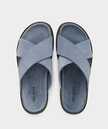 Todd Snyder Nomad Suede Crossover Sandal - Steel Blue