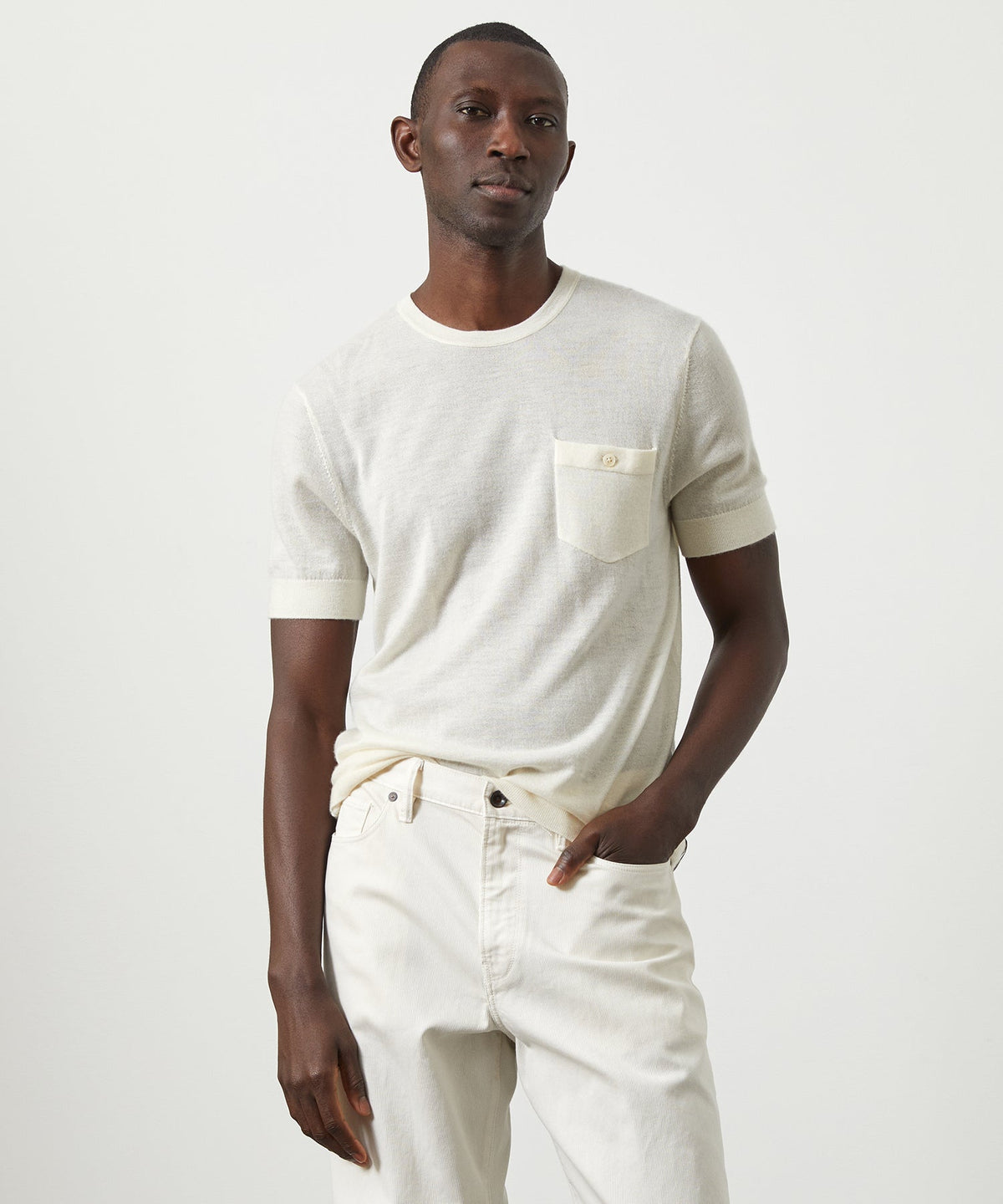 Todd Snyder Premium Cashmere Pocket Tee - Bisque