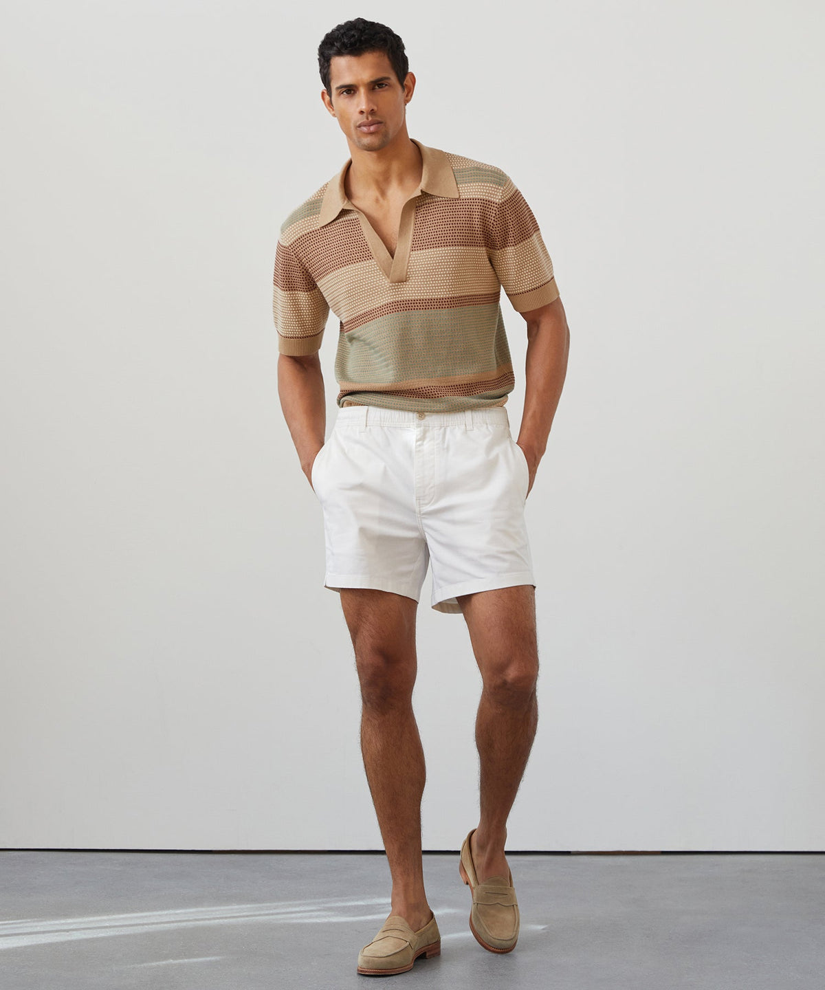 Todd Snyder Relaxed Silk-Cotton Montauk Sweater Polo - Baja Dunes
