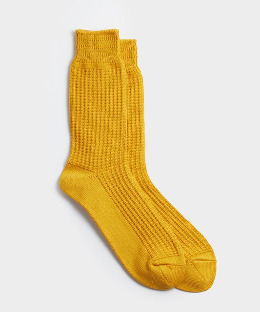 Todd Snyder RoToTo Cotton Waffle Crew Sock - Mustard