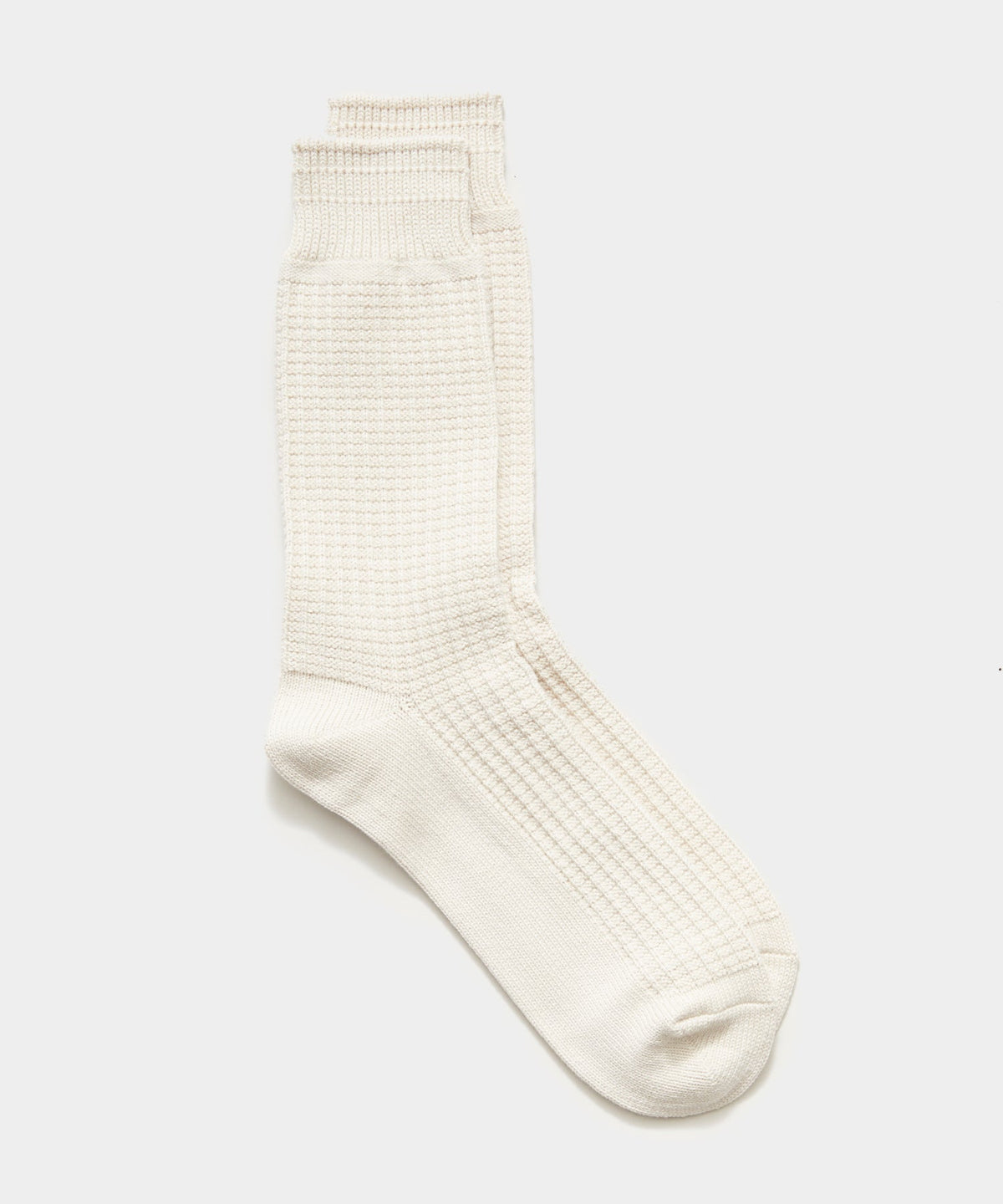 Todd Snyder RoToTo Cotton Waffle Crew Socks - Ivory