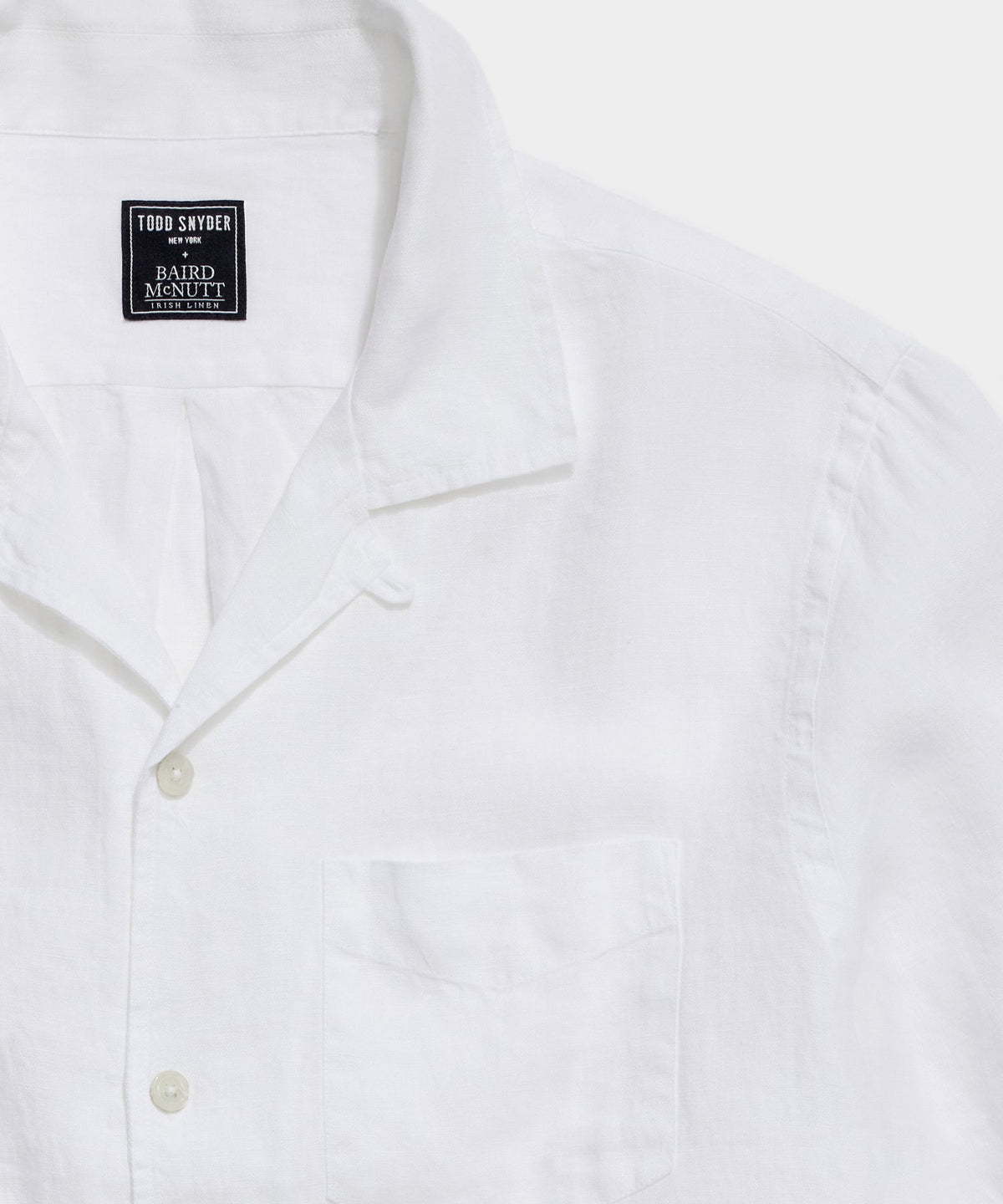 Todd Snyder Sea Soft Irish Linen Camp Collar Shirt - White