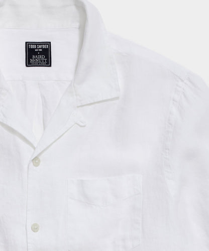 Todd Snyder Sea Soft Irish Linen Camp Collar Shirt - White