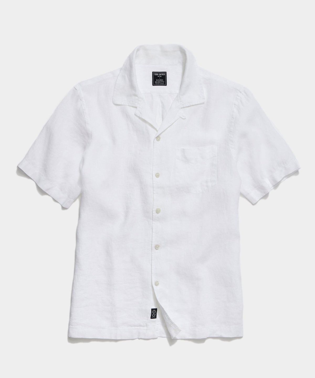 Todd Snyder Sea Soft Irish Linen Camp Collar Shirt - White