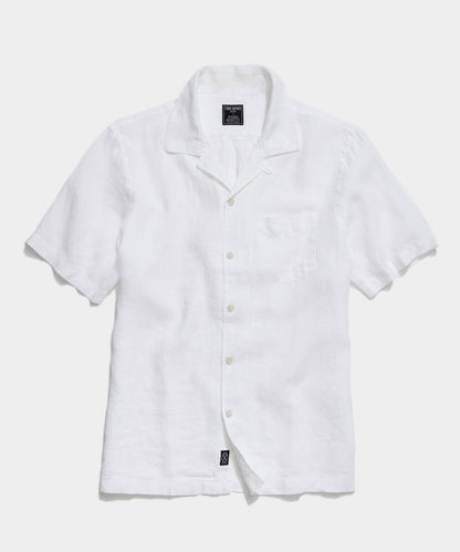 Todd Snyder Sea Soft Irish Linen Camp Collar Shirt - White