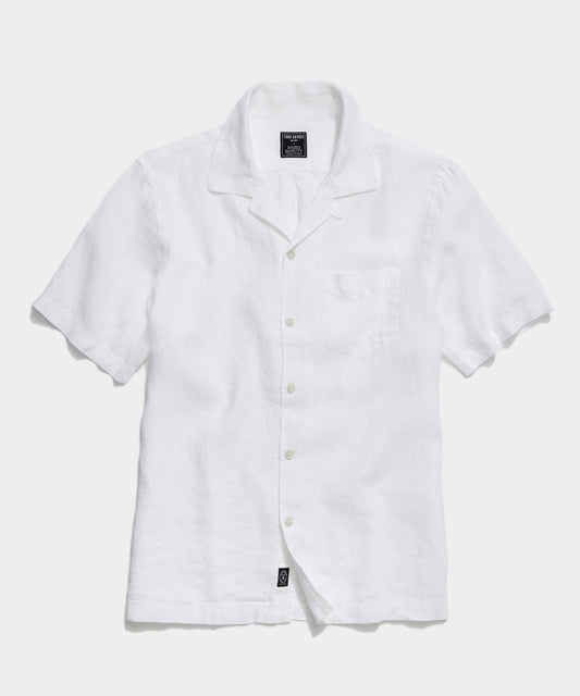 Todd Snyder Sea Soft Irish Linen Camp Collar Shirt - White