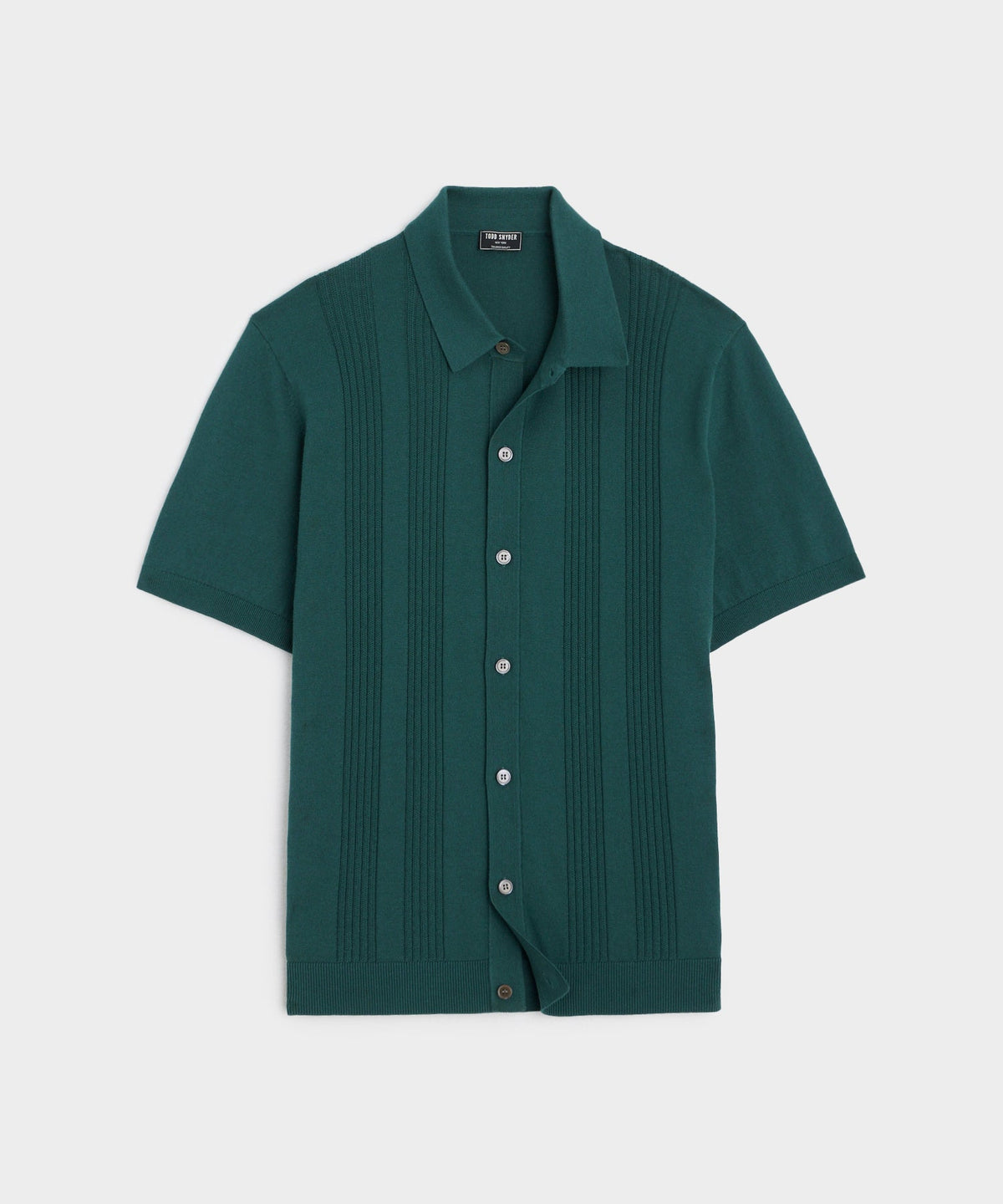 Todd Snyder Silk-Cotton Ribbed Full-Placket Sweater Polo - Atlantis