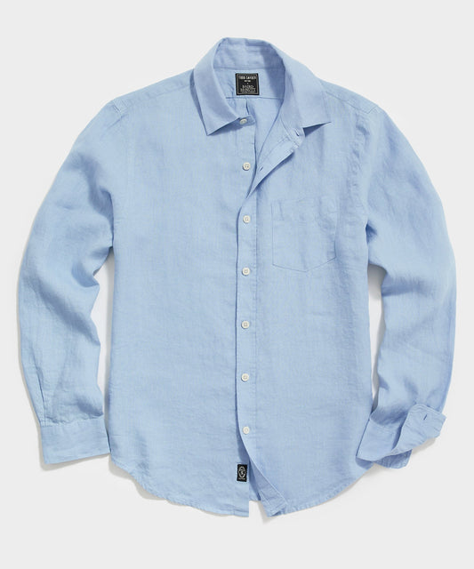 Todd Snyder Sea Soft Irish Linen Point Collar Shirt - Blue Tide