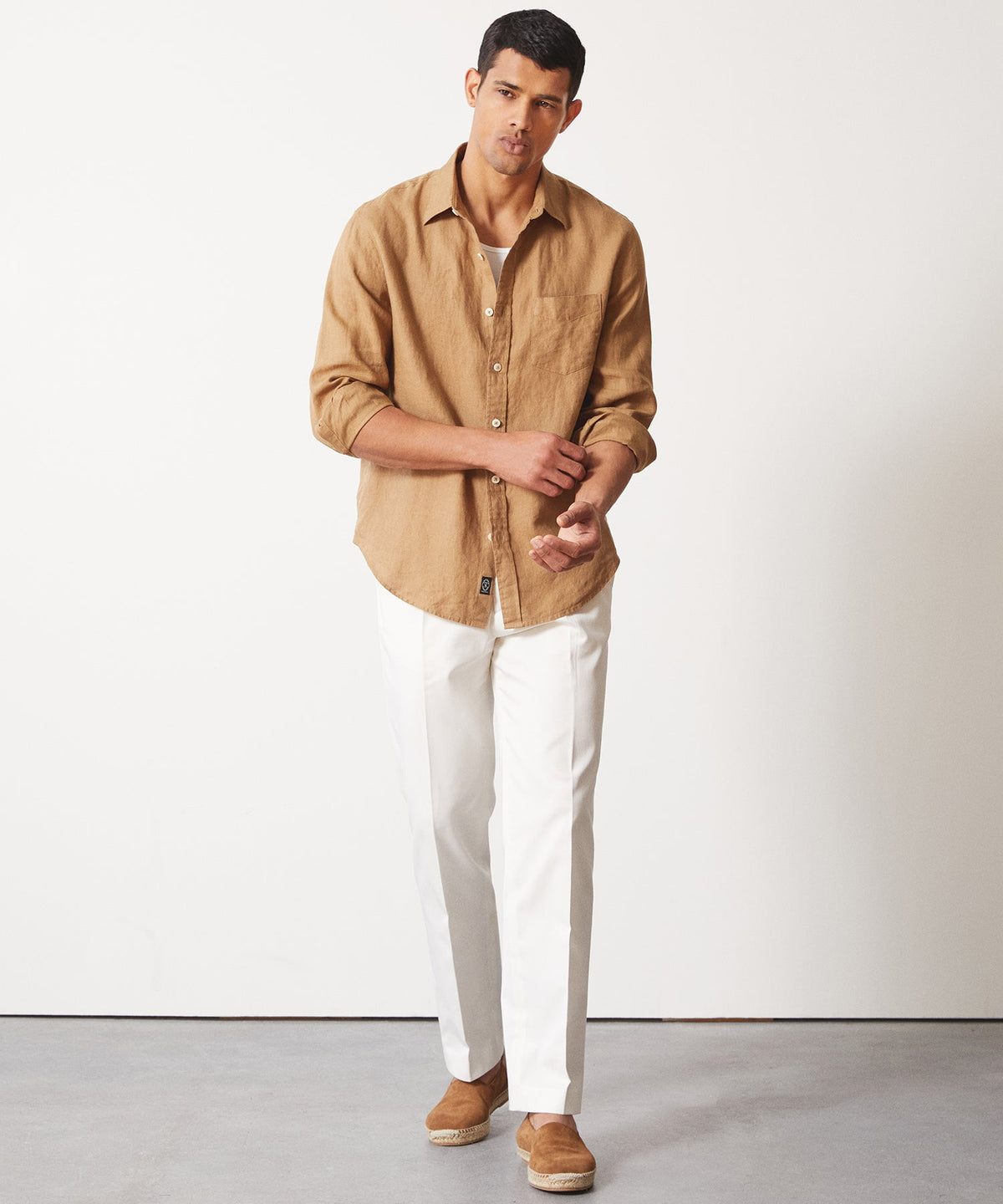 Todd Snyder Sea Soft Irish Linen Point Collar Shirt - Vintage Brown