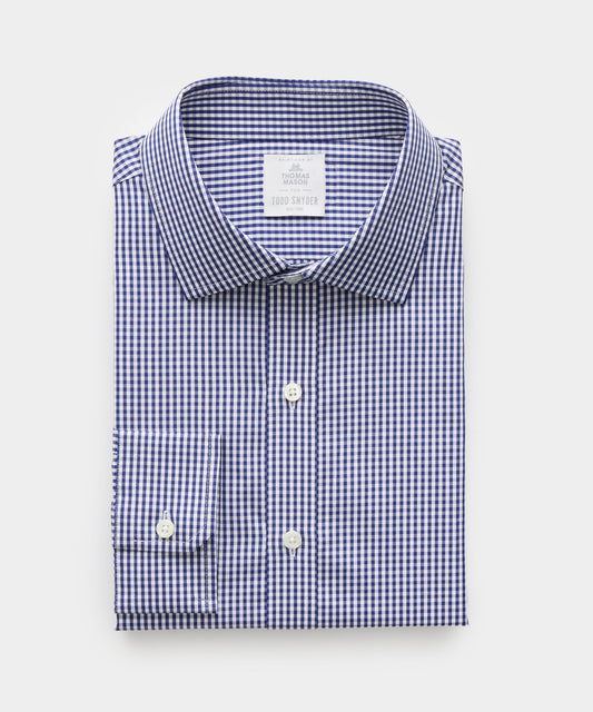 Todd Snyder Spread Collar Poplin Dress Shirt - NAVY