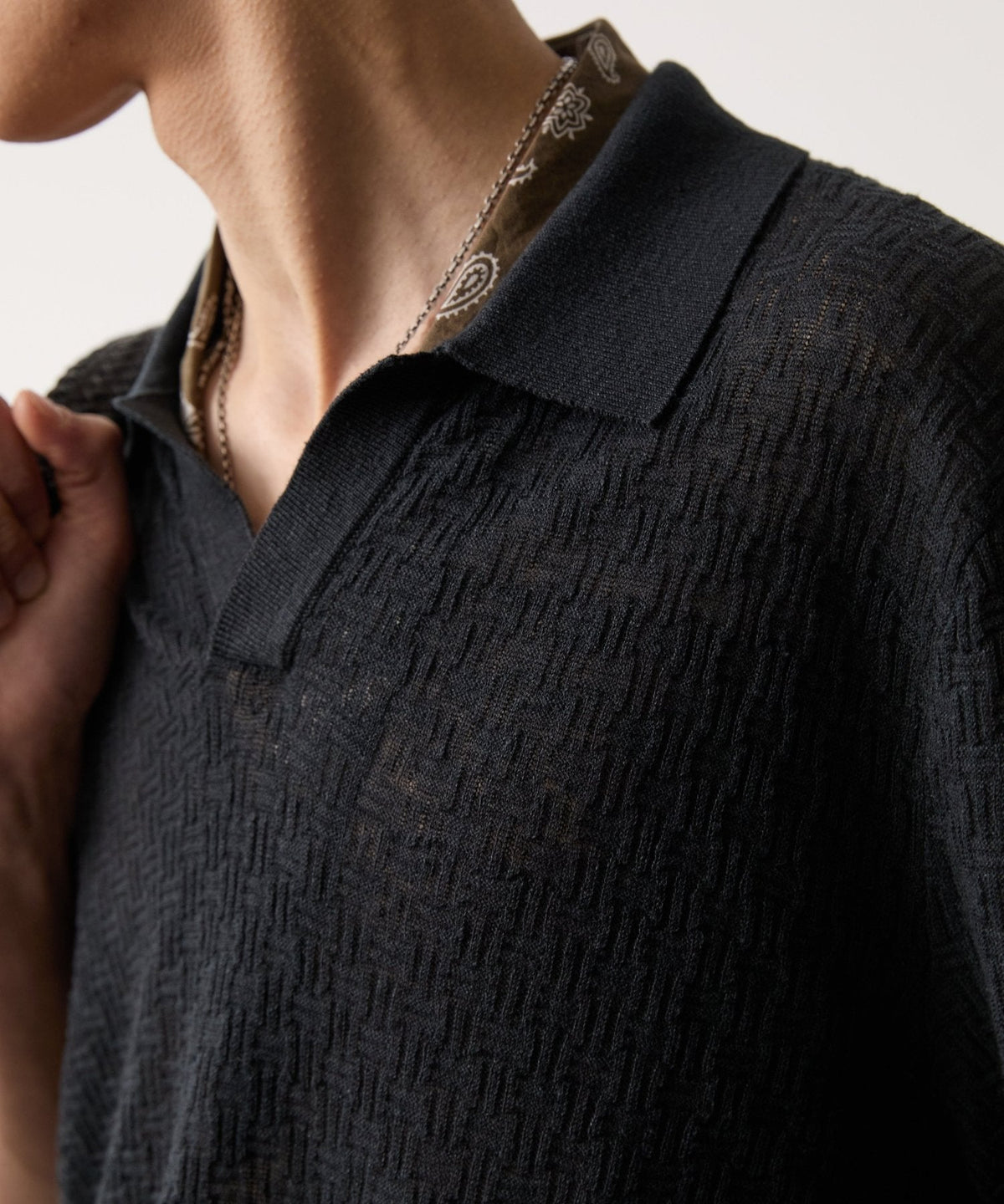 Todd Snyder Textured Linen Montauk Sweater Polo - Black
