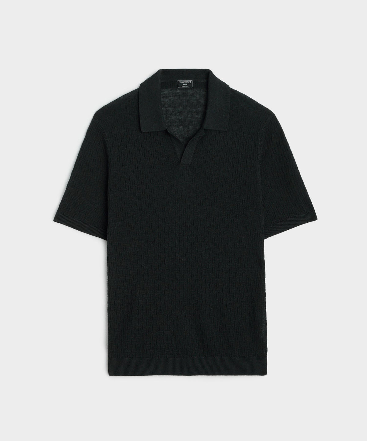 Todd Snyder Textured Linen Montauk Sweater Polo - Black