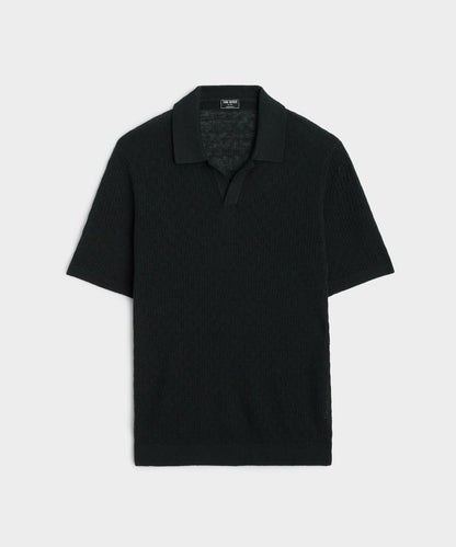 Todd Snyder Textured Linen Montauk Sweater Polo - Black