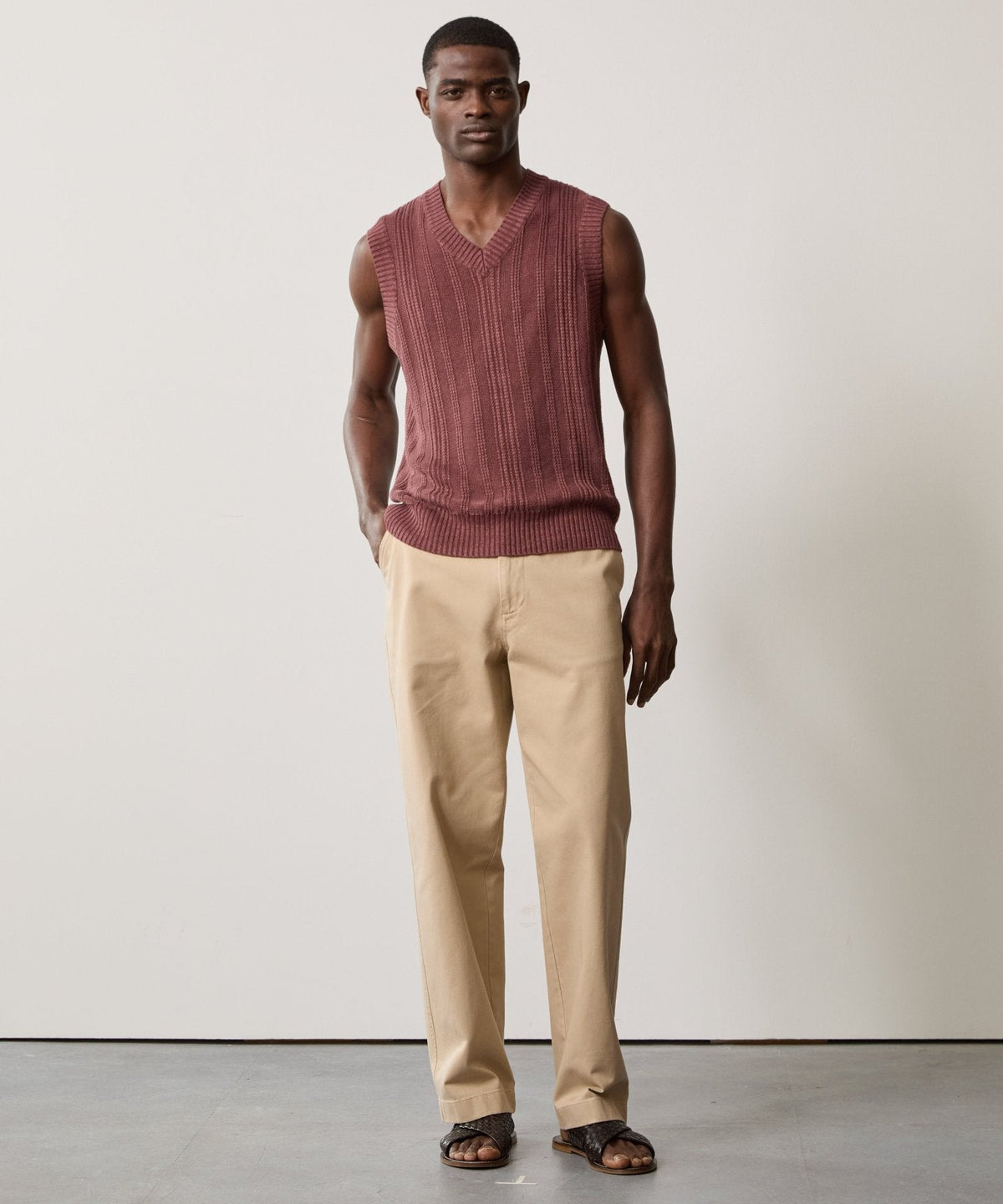 Todd Snyder Textured Stitch Vest - Burgundy