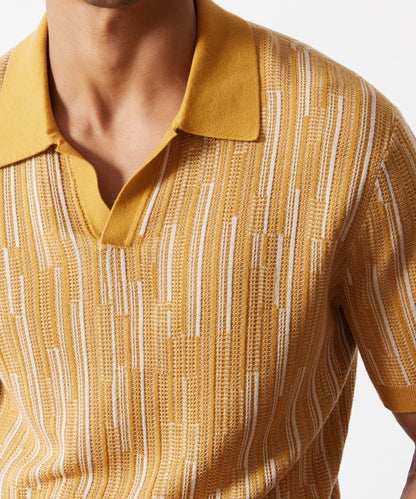 Todd Snyder Textured Silk-Cotton Montauk Sweater Polo - Lemon