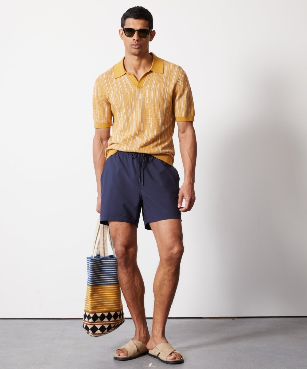 Todd Snyder Textured Silk-Cotton Montauk Sweater Polo - Lemon