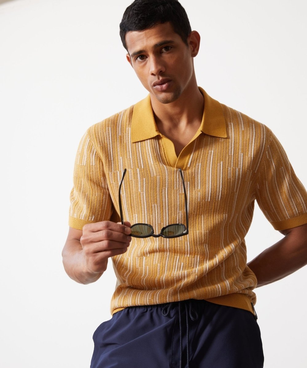 Todd Snyder Textured Silk-Cotton Montauk Sweater Polo - Lemon