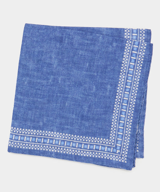 Todd Snyder Tile Border Pocket Square - Blue