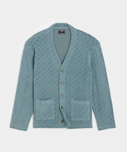Todd Snyder Tile Terry Cardigan - Green Pewter