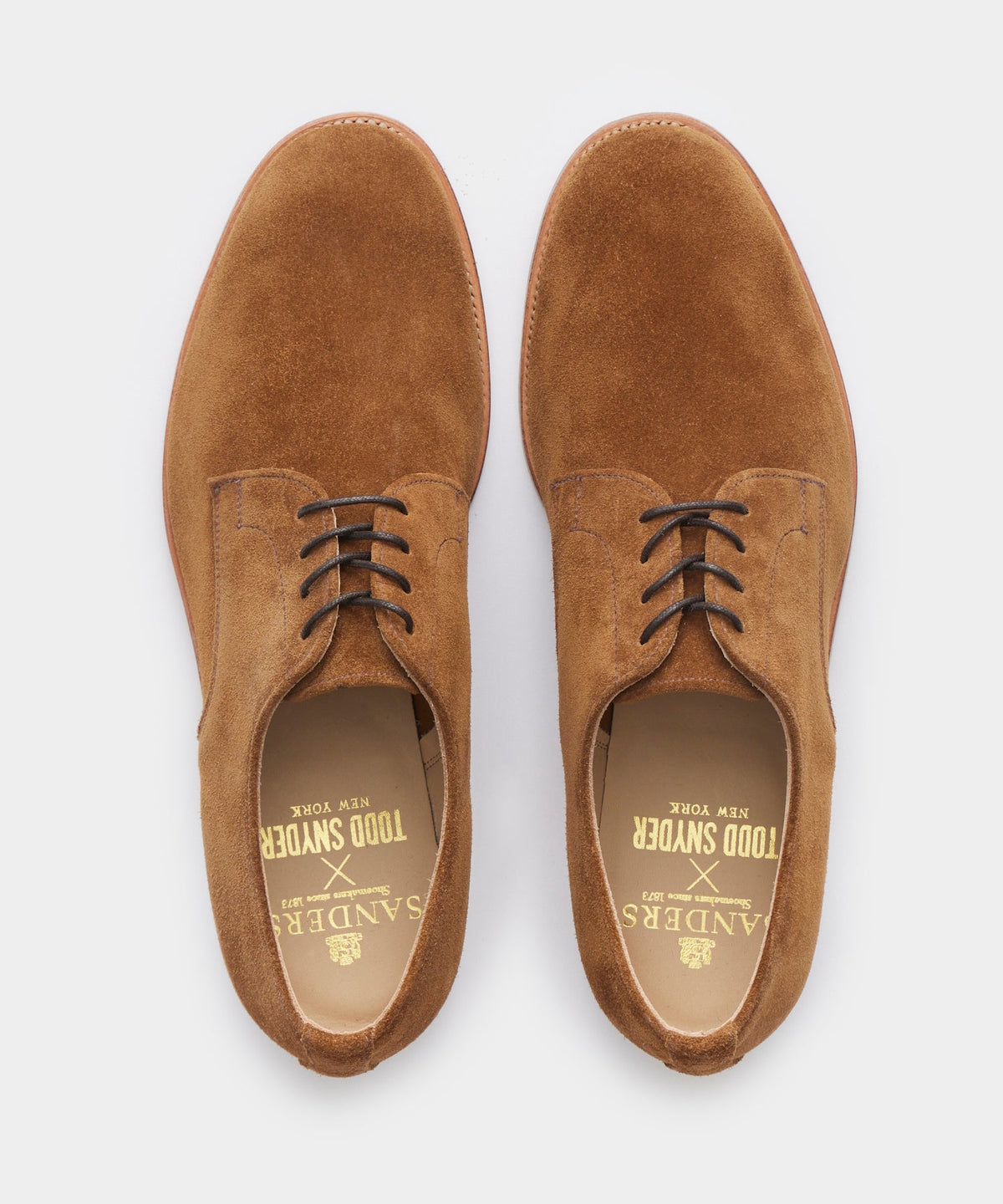 Todd Snyder Todd Snyder x Sanders Archie Unconstructed Lace-Up Suede Derby - Tobacco