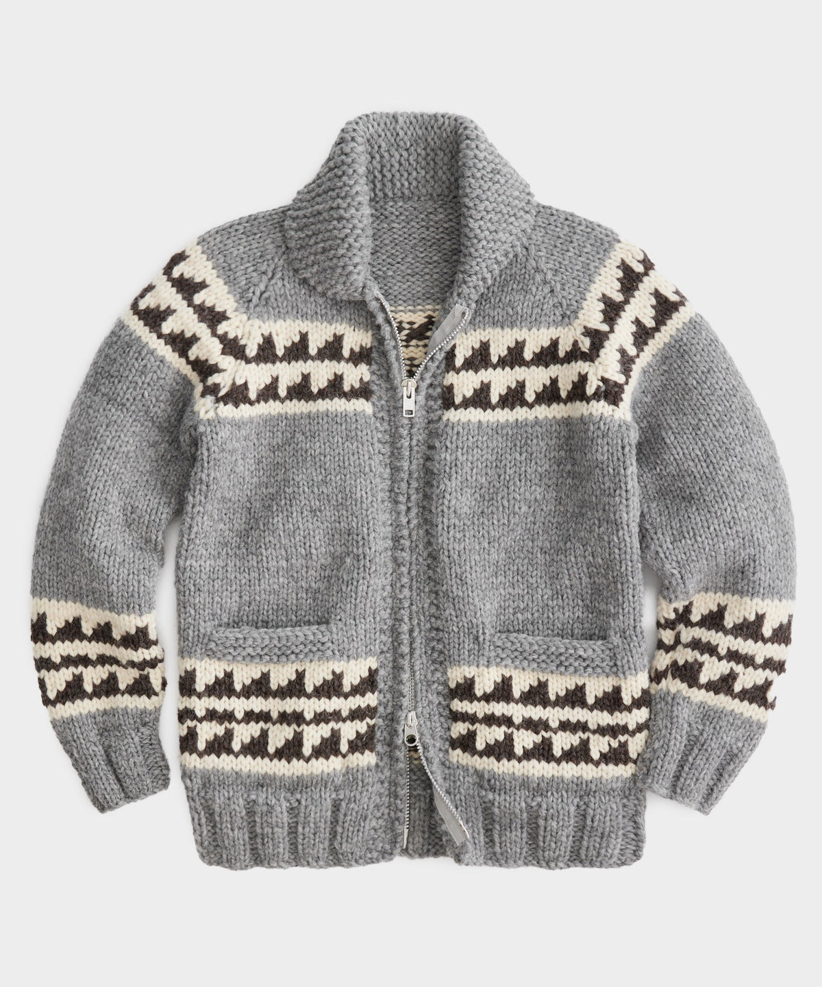 Todd Snyder Triangle Hand-Knit Cardigan Jacket - Heather Grey