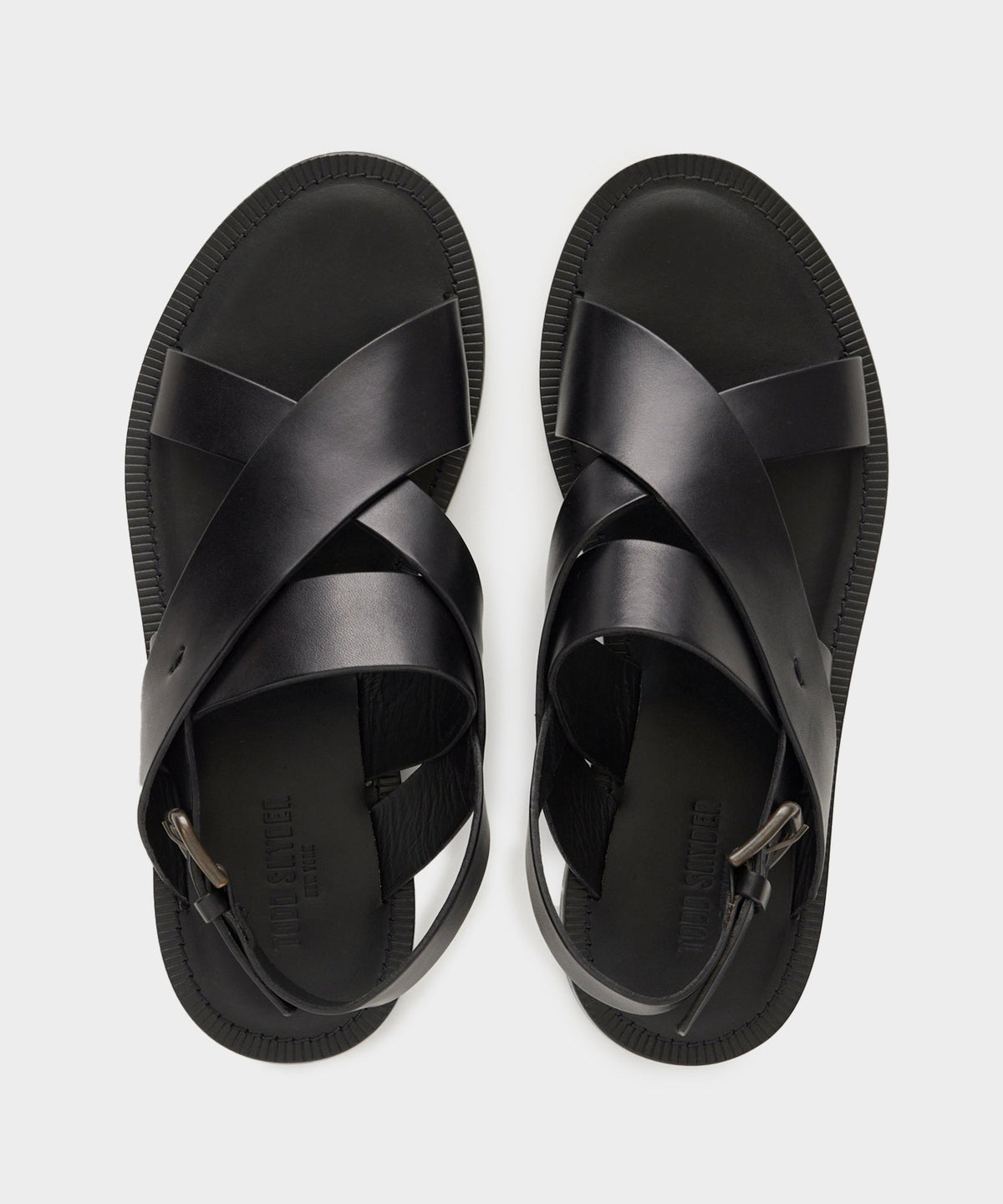 Todd Snyder Tuscan Leather Crossover Backstrap Sandal - Black