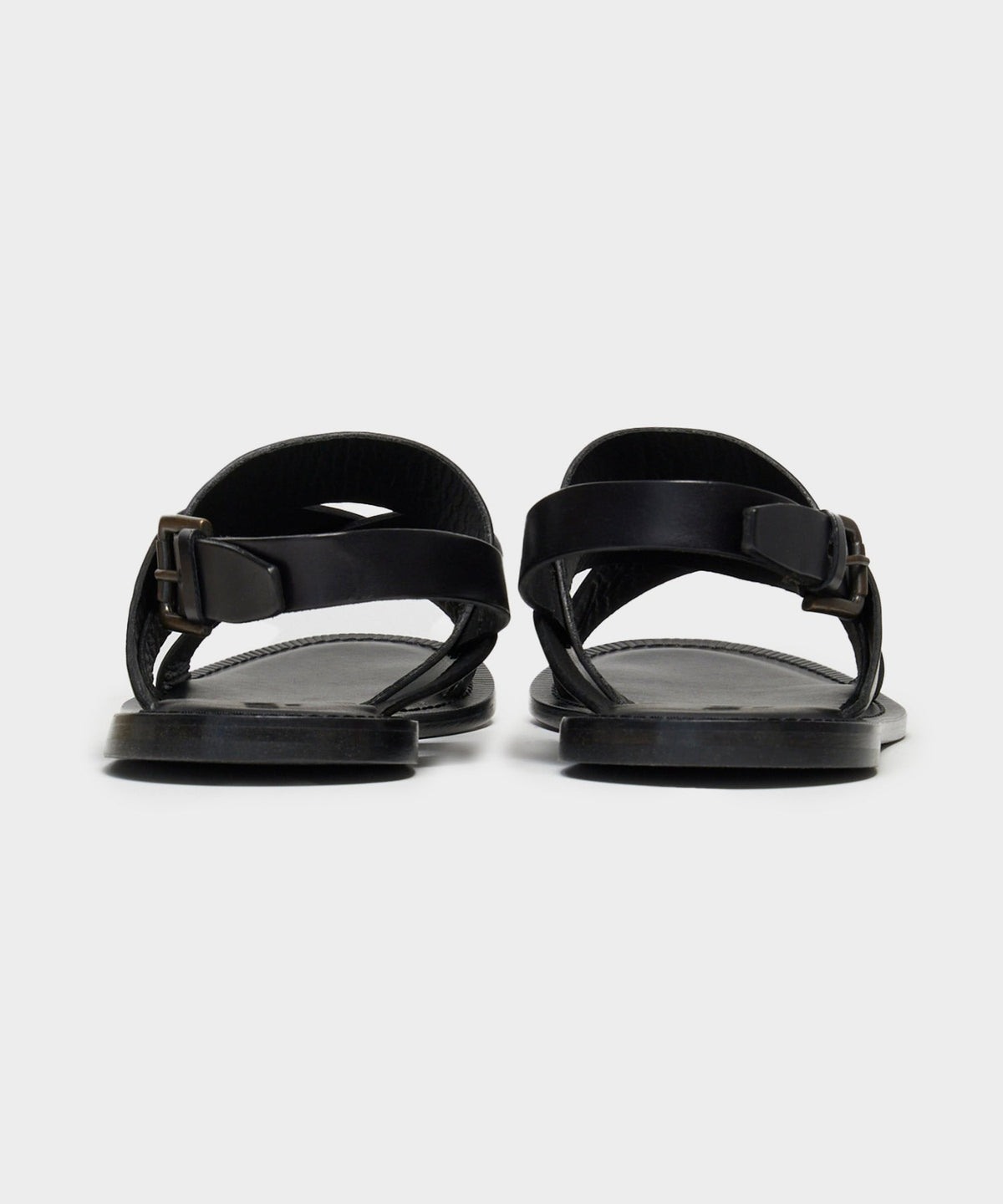 Todd Snyder Tuscan Leather Crossover Backstrap Sandal - Black