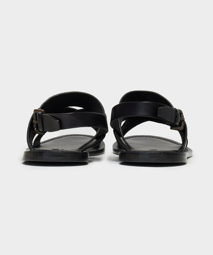 Todd Snyder Tuscan Leather Crossover Backstrap Sandal - Black