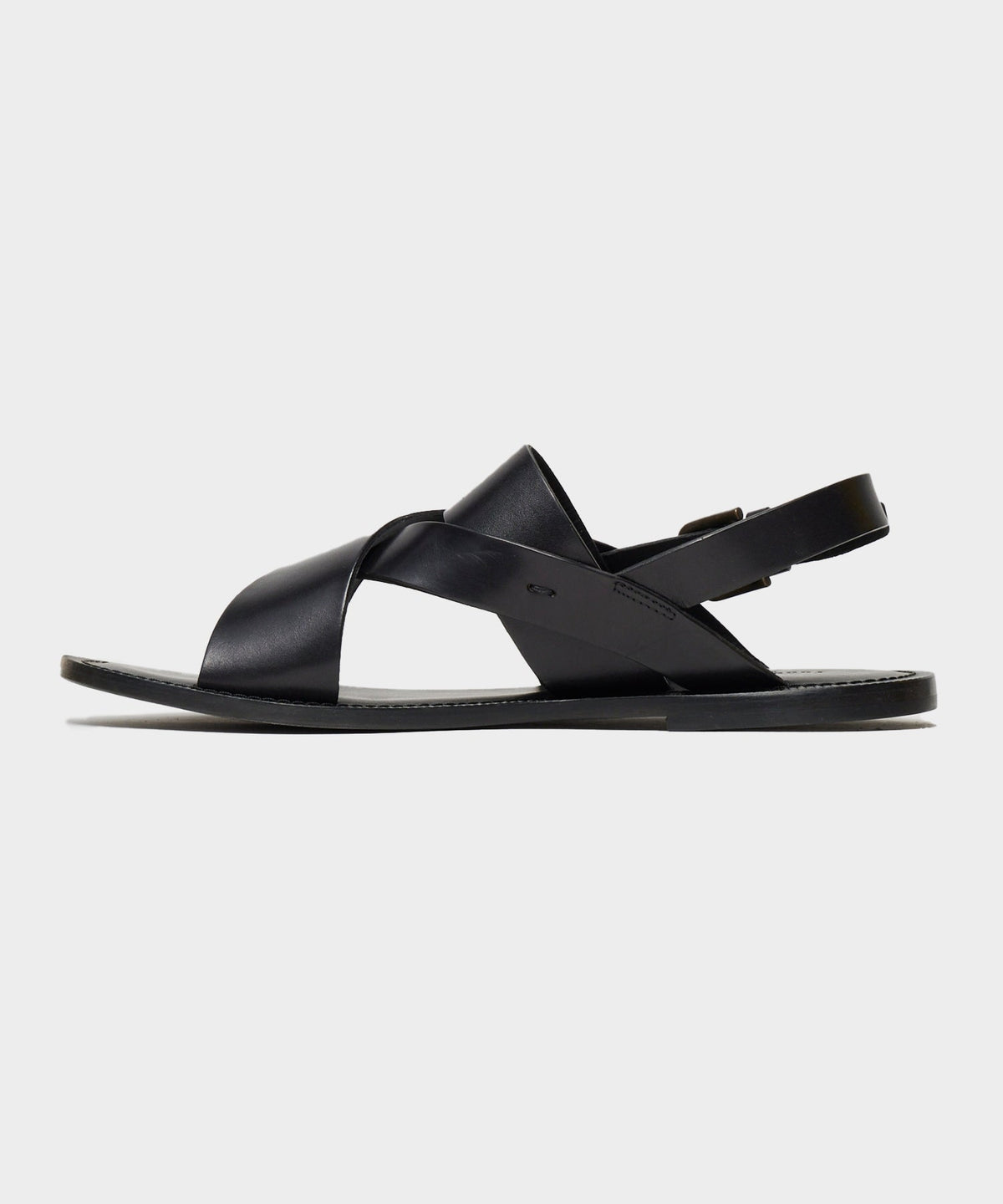 Todd Snyder Tuscan Leather Crossover Backstrap Sandal - Black